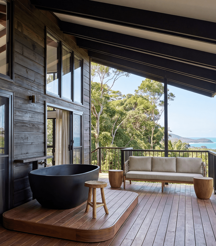Ever Bloomfield Cabin Deck - outside bath tub